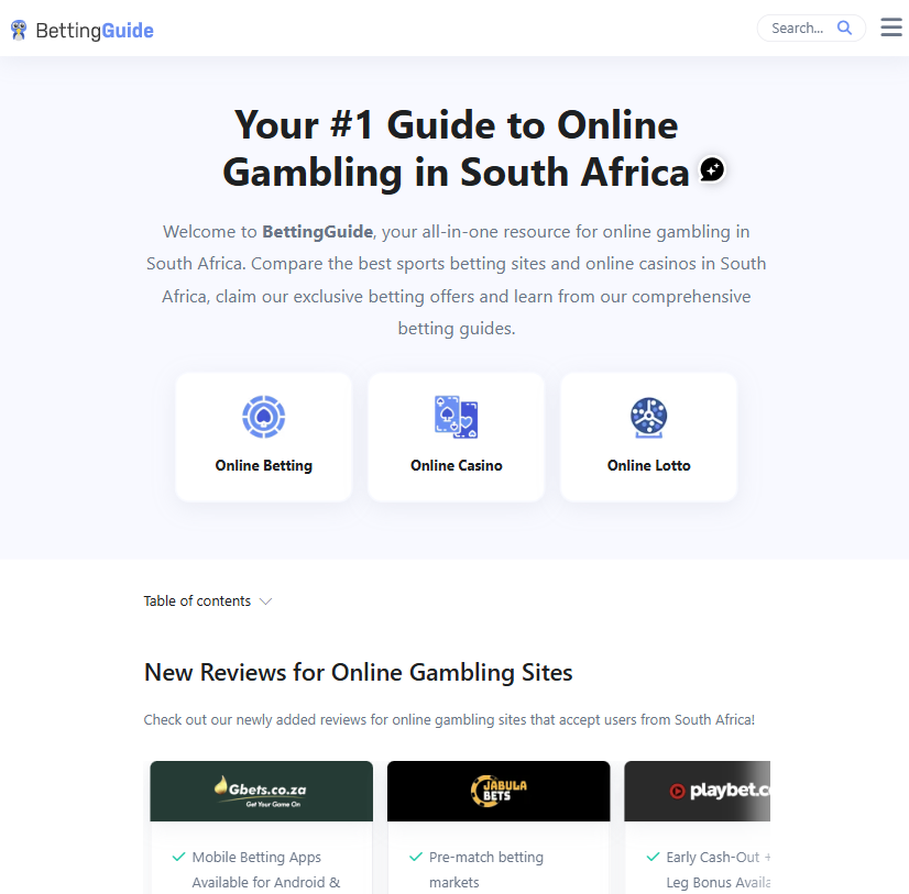Betting Guide affiliate marketing website